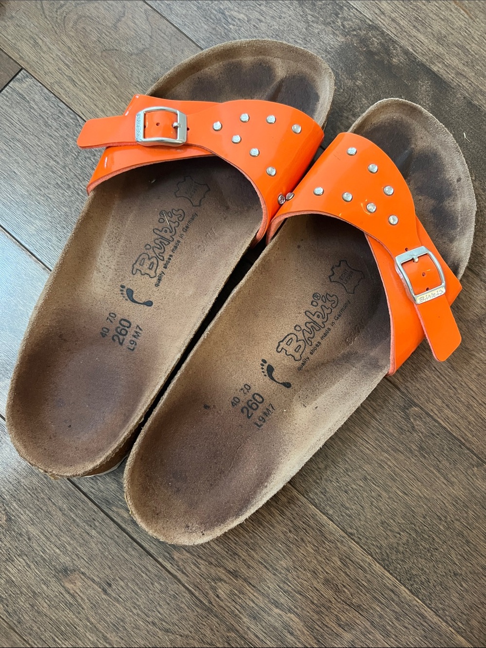 Bright Orange Studded Women's Slide Sandals